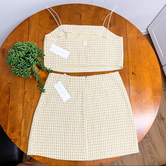 **SOLD** NWT Lush Brand Yellow Tweed Skirt Set - Picture 2 of 8